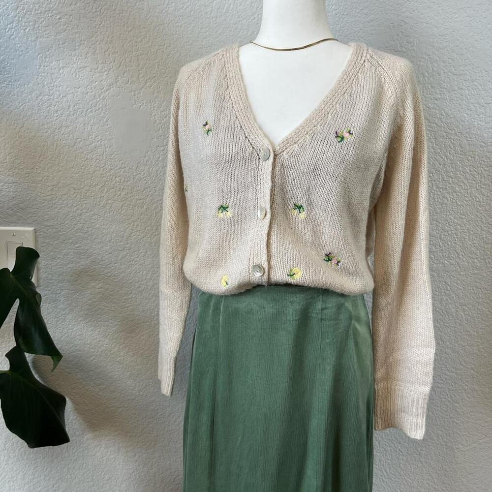 Coquette dainty floral embroidered cardigan • cottagecore granny chic knit ✨🌼